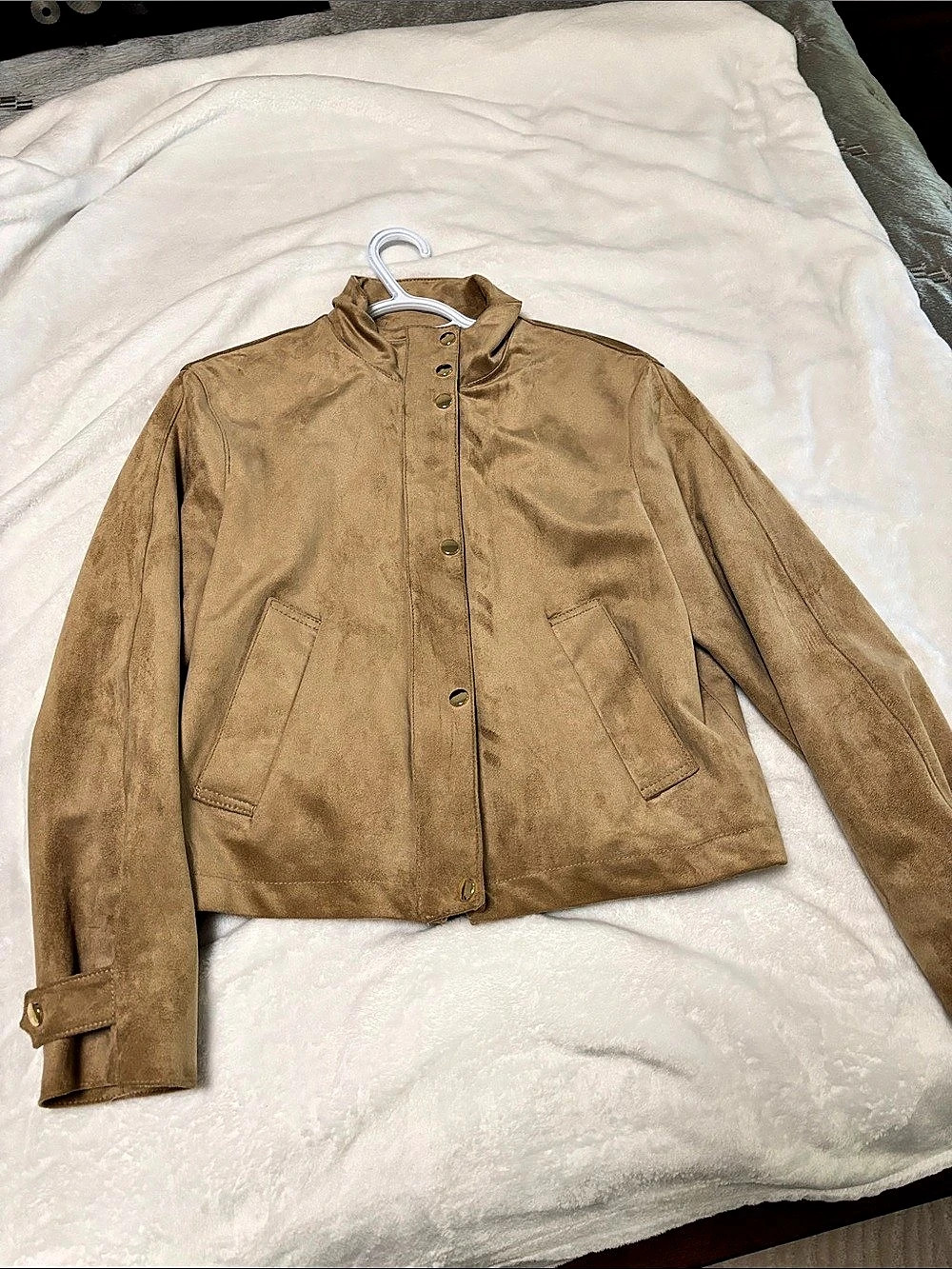 Zara Faux Suede Utility Jacket, Brown, xs